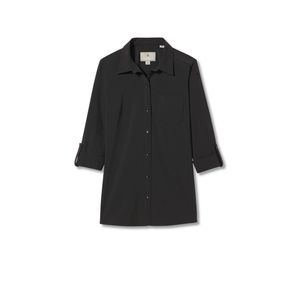 ROYAL Robins long sleeve blouse with belt black cotton medium